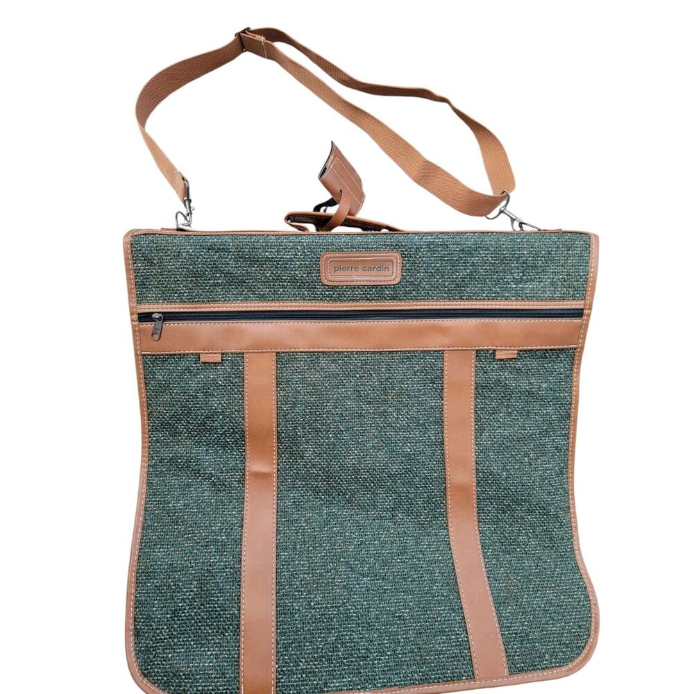 Pierre Cardin Travel Garment Tweed Bag Forest Green Brown